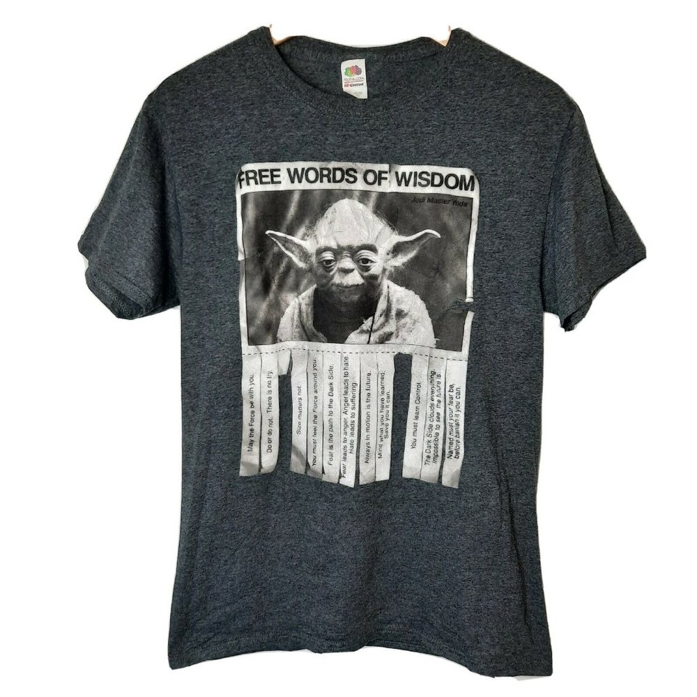 Star Wars Mens Yoda Free Words of Wisdom Gray Short Sleeve T Shirt Size Small